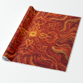 Abstracte Mandala Vuurrode Draad Inpakpapier (Uitgerold)