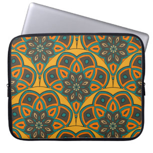Abstracte mandalvissen schalen naadloos het patroo laptop sleeve