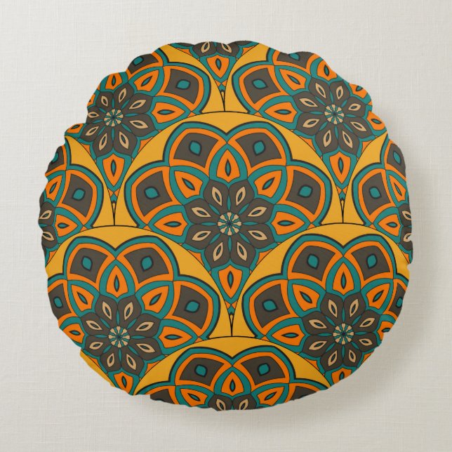Abstracte mandalvissen schalen naadloos het patroo rond kussen (Voorkant)