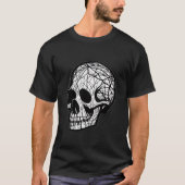 Abstracte Mandelbrot Gebroken Skull Black Mannen T-shirt (Voorkant)
