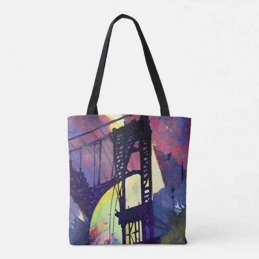 Abstracte Manhattan-brug Tote Bag (Achterkant)