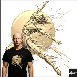 Abstracte mannelijke danser Neon springende figuur T-shirt