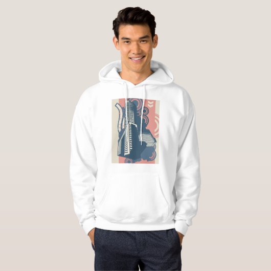 Abstracte Mannen stad Hoodie (Voorkant volledig)