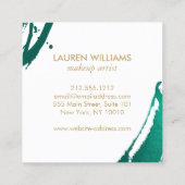 Abstracte maragdgroene penseelstreken vierkante visitekaartje (Achterkant)