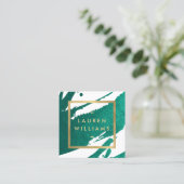 Abstracte maragdgroene penseelstreken vierkante visitekaartje (Staand voorkant)