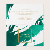 Abstracte maragdgroene penseelstreken visitekaartje (Buitenkant ongevouwen)