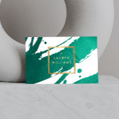 Abstracte maragdgroene penseelstreken visitekaartje