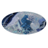 ABSTRACTE MARBLE BLUE GLITTER TRAY CUTTING BOARD SNIJPLANK (Hoek)