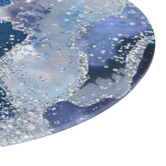 ABSTRACTE MARBLE BLUE GLITTER TRAY CUTTING BOARD SNIJPLANK (Hoek)