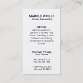 Abstracte Marble Kitchen Remodeling Service Visitekaartje (Achterkant)
