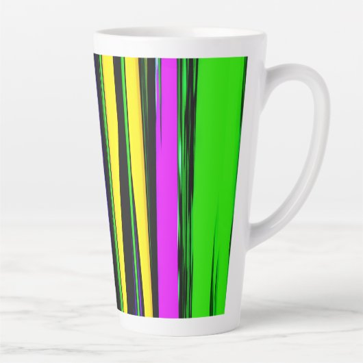 Abstracte mardi Gras Stripes Latte Mok (Rechts)