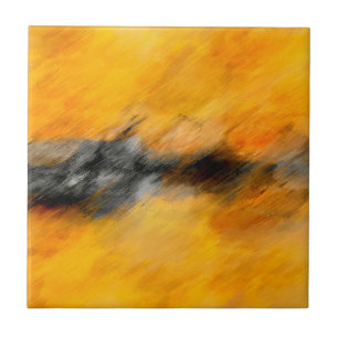 Abstracte marigold, grijs en verbrande citroen tegeltje