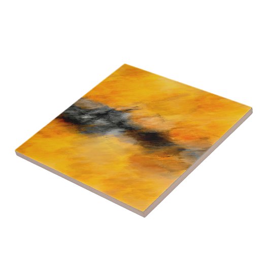 Abstracte marigold, grijs en verbrande citroen tegeltje (Zijkant)