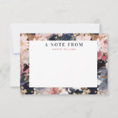 Abstracte marine & Blush gekleurde Floral op maat Notitiekaartje (Voorkant)