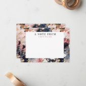 Abstracte marine & Blush gekleurde Floral op maat Notitiekaartje (Voorkant / Achterkant in situ)