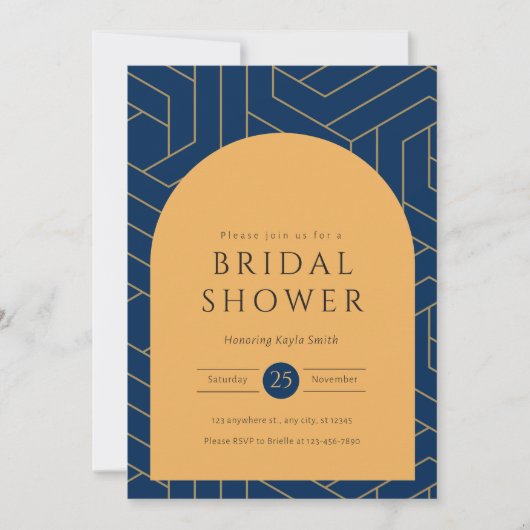 Abstracte Marine en Mosterd Vrijgezellenfeest Kaart (Voorkant)