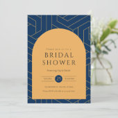 Abstracte Marine en Mosterd Vrijgezellenfeest Kaart (Staand voorkant)