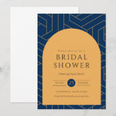 Abstracte Marine en Mosterd Vrijgezellenfeest Kaart (Voorkant / Achterkant)