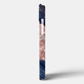 Abstracte marine en roosgouden marmerontwerp Case-Mate iPhone case (Achterkant / Links)