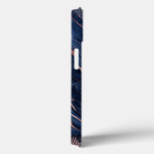 Abstracte marine en roosgouden marmerontwerp Case-Mate iPhone case (Achterkant / Rechts)