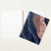 Abstracte marine en roosgouden marmerontwerp planner (Display)