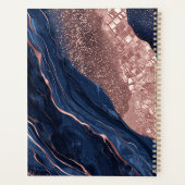 Abstracte marine en roosgouden marmerontwerp planner (Achterkant)