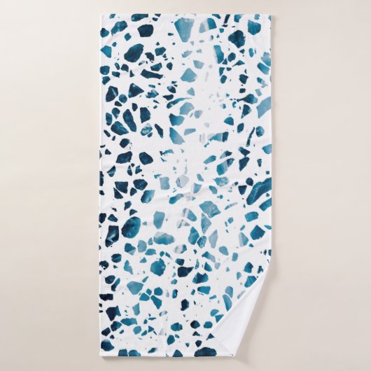 Abstracte marine Terrazzo Mosaic & Light Blue Patt Badhanddoek (Badhanddoek)