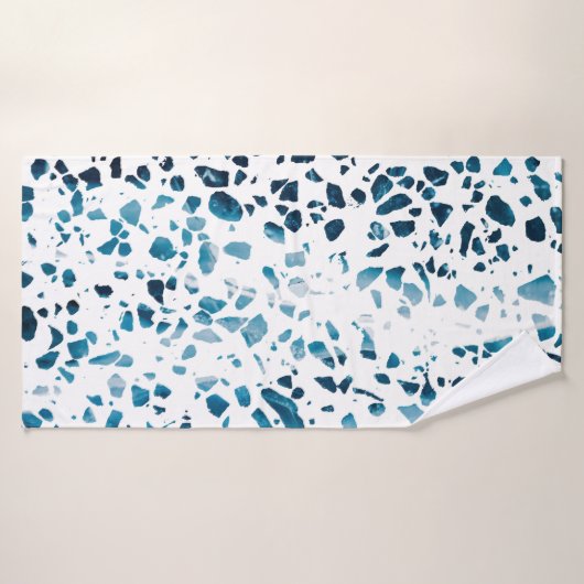 Abstracte marine Terrazzo Mosaic & Light Blue Patt Badhanddoek (Badhanddoek)