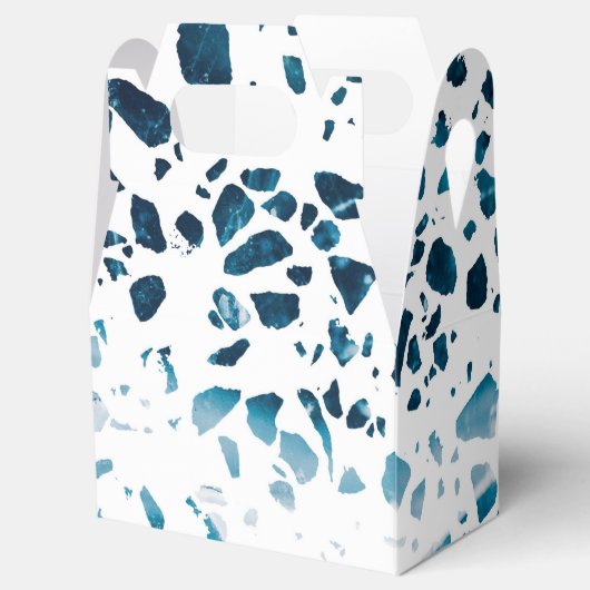 Abstracte marine Terrazzo Mosaic & Light Blue Patt Bedankdoosjes (Geopend)