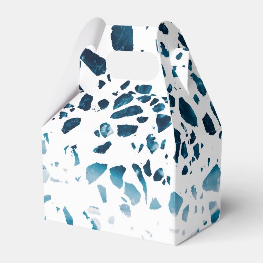 Abstracte marine Terrazzo Mosaic & Light Blue Patt Bedankdoosjes (Voorkant Zijde)