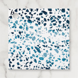 Abstracte marine Terrazzo Mosaic & Light Blue Patt Bedankjes Labels