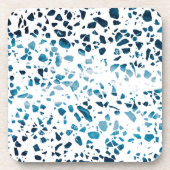 Abstracte marine Terrazzo Mosaic & Light Blue Patt Bier Onderzetter (Voorkant)
