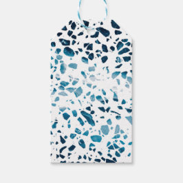 Abstracte marine Terrazzo Mosaic & Light Blue Patt Cadeaulabel