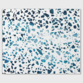 Abstracte marine Terrazzo Mosaic & Light Blue Patt Cadeaupapier (Vlak)