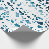 Abstracte marine Terrazzo Mosaic & Light Blue Patt Cadeaupapier (Hoek)