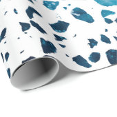 Abstracte marine Terrazzo Mosaic & Light Blue Patt Cadeaupapier (Rol Hoek)