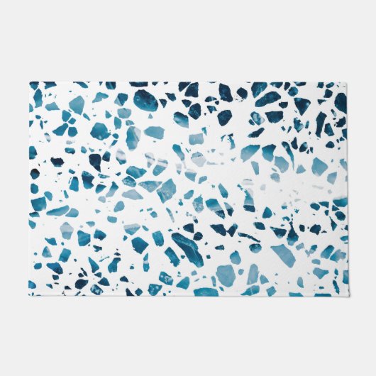 Abstracte marine Terrazzo Mosaic & Light Blue Patt Deurmat (Voorkant)