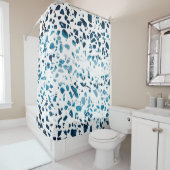 Abstracte marine Terrazzo Mosaic & Light Blue Patt Douchegordijn (In situ)