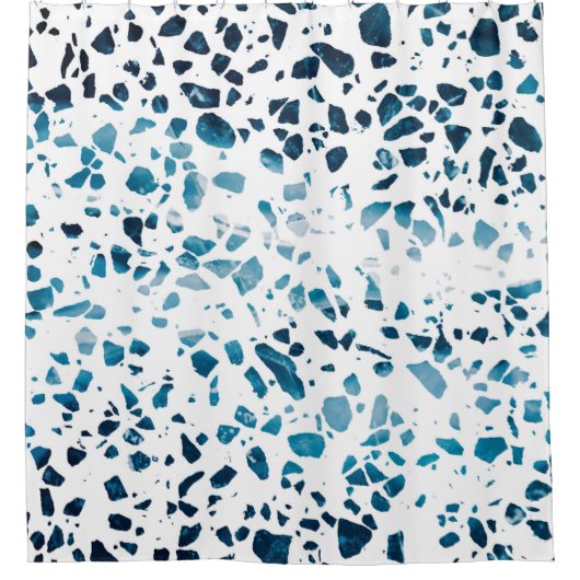 Abstracte marine Terrazzo Mosaic & Light Blue Patt Douchegordijn (Voorkant)