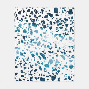 Abstracte marine Terrazzo Mosaic & Light Blue Patt Fleece Deken