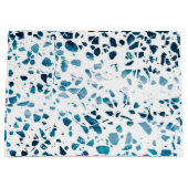 Abstracte marine Terrazzo Mosaic & Light Blue Patt Groot Cadeauzakje (Voorkant)