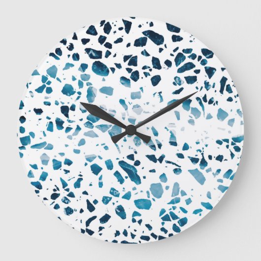 Abstracte marine Terrazzo Mosaic & Light Blue Patt Grote Klok (Voorkant)