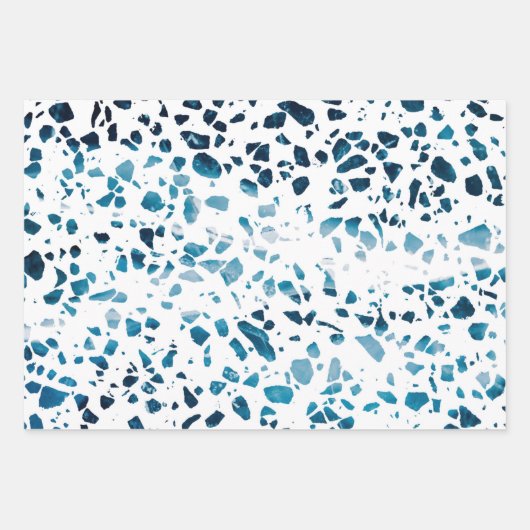 Abstracte marine Terrazzo Mosaic & Light Blue Patt Inpakpapier Vel (Voorkant 2)