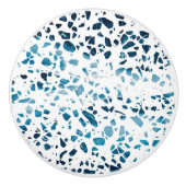 Abstracte marine Terrazzo Mosaic & Light Blue Patt Keramische Knop (Voorkant)