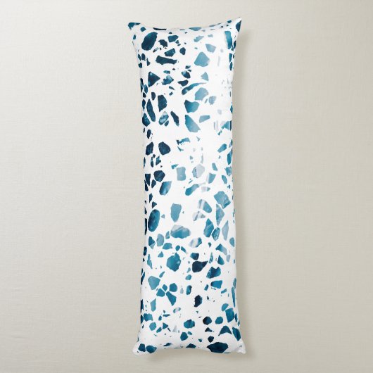 Abstracte marine Terrazzo Mosaic & Light Blue Patt Lichaamskussen (Achterkant (Verticaal))