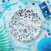 Abstracte marine Terrazzo Mosaic & Light Blue Patt Papieren Bordje (Feest)
