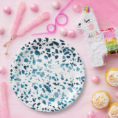 Abstracte marine Terrazzo Mosaic & Light Blue Patt Papieren Bordje (Feest)