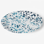 Abstracte marine Terrazzo Mosaic & Light Blue Patt Papieren Bordje (Gekanteld)