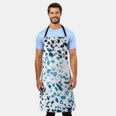 Abstracte marine Terrazzo Mosaic & Light Blue Patt Schort (Gedragen)