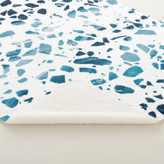 Abstracte marine Terrazzo Mosaic & Light Blue Patt Sherpa Deken (3/4)